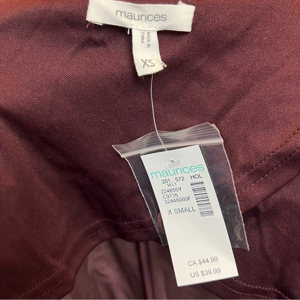 NEW Maurices Siz XS Wine Color Velvet Double Breasted Blazer Jacket NWT Poetcore - Picture 9 of 10